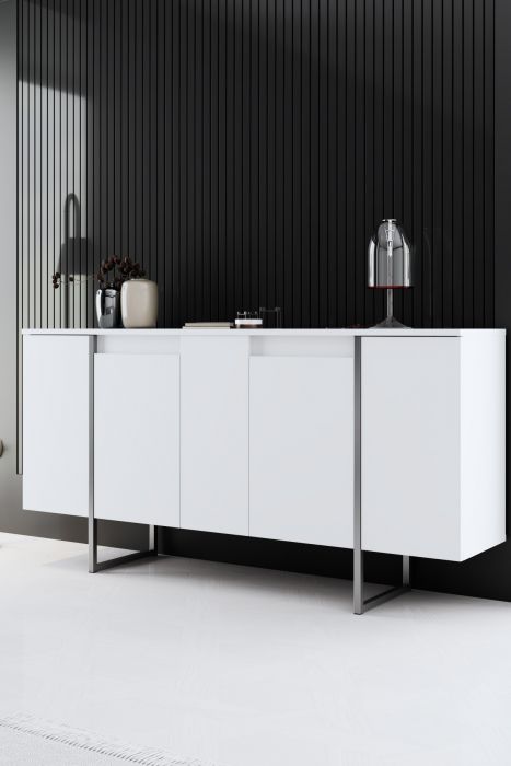 Конзола Luxe, цвят Бял Сребърен