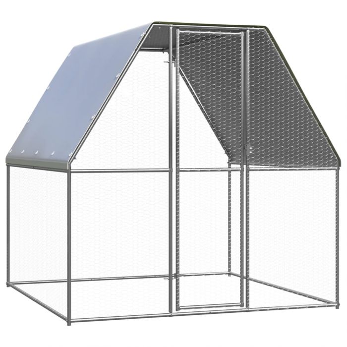 Птичарник, сребрист и сив, 2x2x2 м, поцинкована стомана