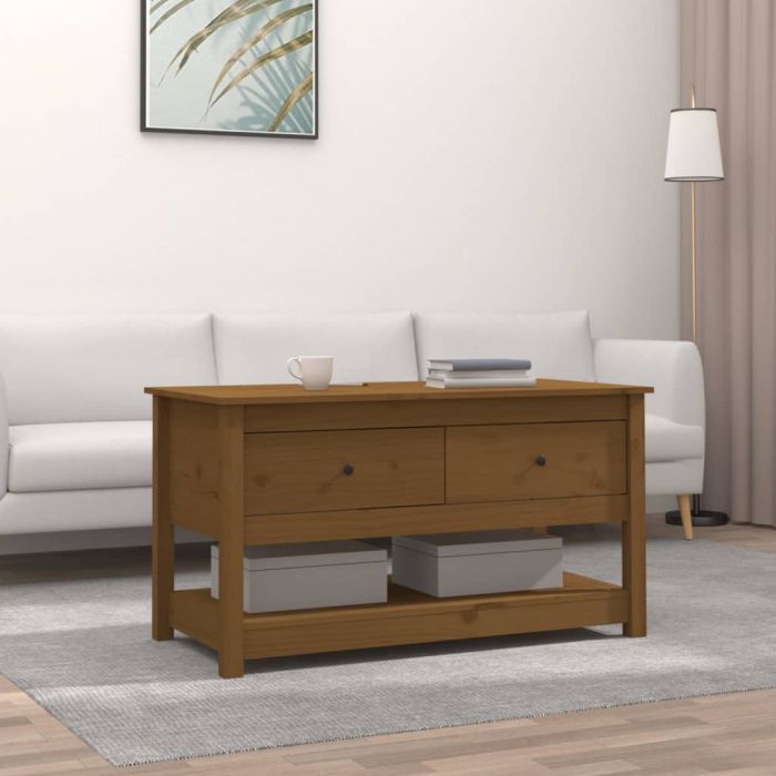 Кафе маса Kaylen, меденокафява, 102x49x55 см, борово дърво масив