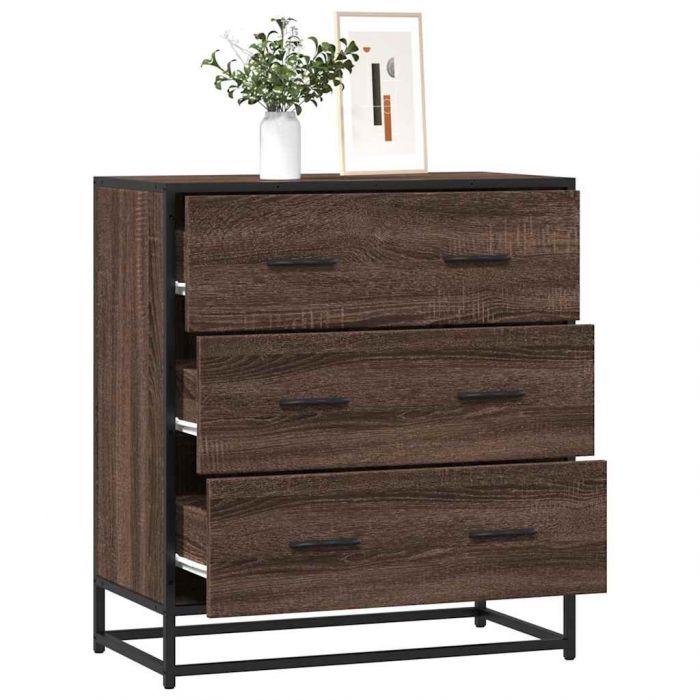 Бюфет Кафяв дъб 68x35x76 cm Изработена дървесина и метал