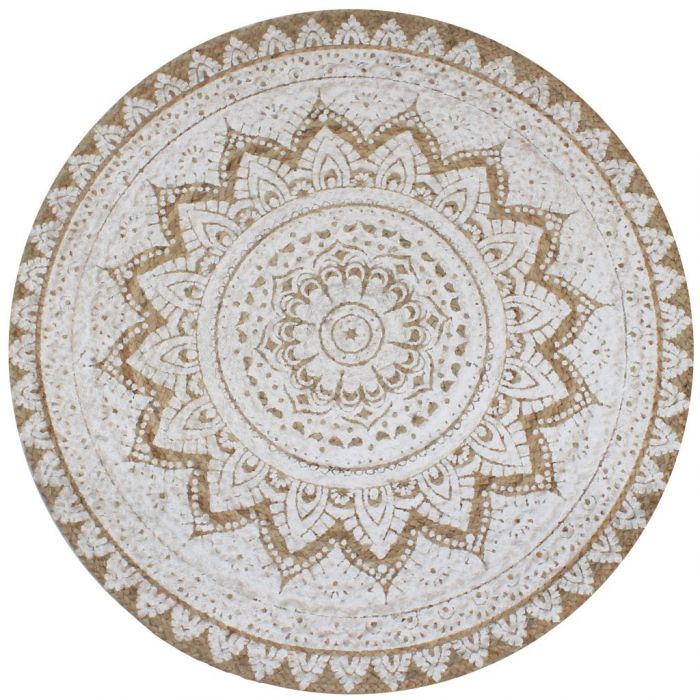 Плетен килим юта с принт 240 см кръгъл