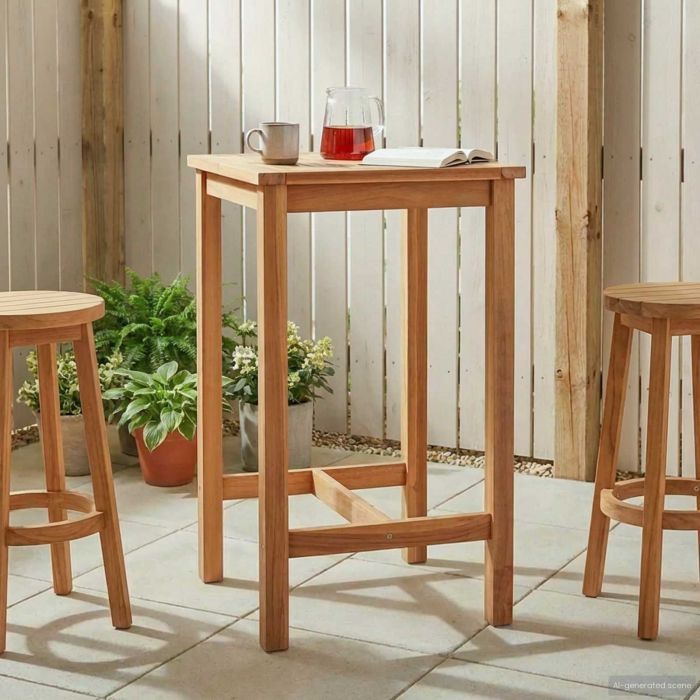 Бар маса Натурално 60 x 60 x 105 cm Солидно тиково дърво