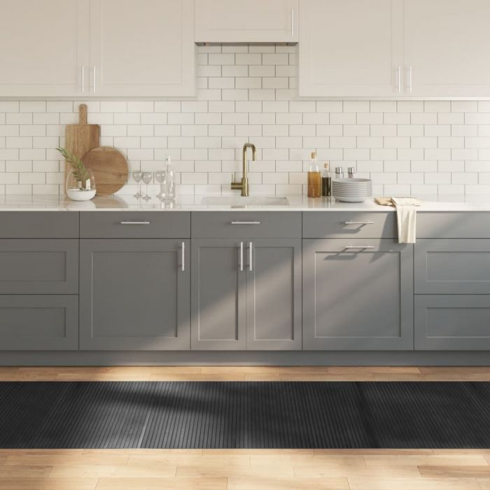 Килим, правоъгълен, сив, 80x300 см, бамбук