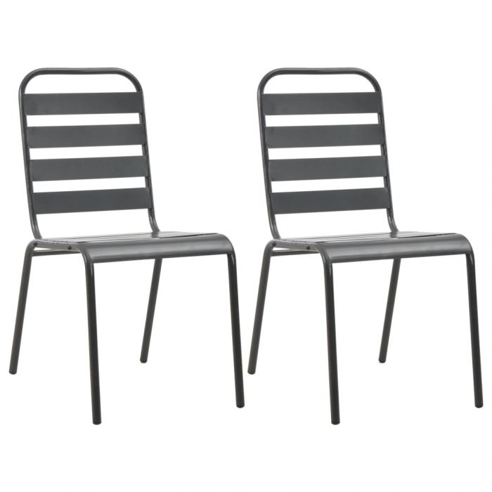 Стифиращи градински столове Dixon, 2 бр, стомана, сиви