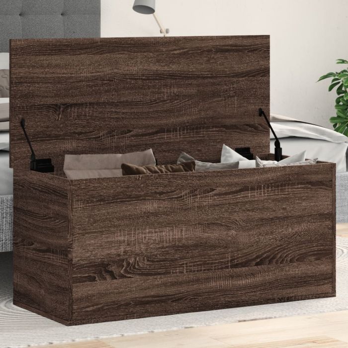 Кутия за съхранение, кафяв дъб, 100x42x46 см, инженерно дърво
