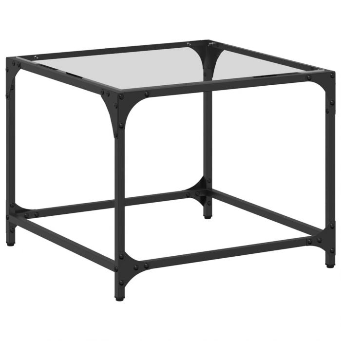 Маса за кафе с прозрачен стъклен плот 50x50x40 см стомана
