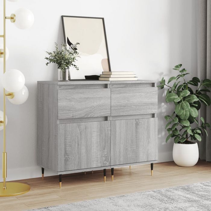 Бюфети 2 бр сив сонома 40x35x70 см инженерно дърво