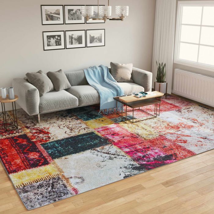 Перящ се килим многоцветен 400x300 см противоплъзгащ